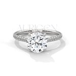 2.00 CT Round Cut Solitaire Diamond Engagement Ring with Pave Band 14K Solid Gold
