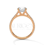 2.00 CT Round Cut Solitaire Diamond Engagement Ring with Pave Band 14K Solid Gold