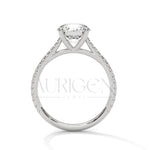2.00 CT Round Cut Solitaire Diamond Engagement Ring with Pave Band 14K Solid Gold