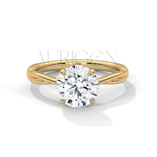Twist Solitaire 2.00 CT Round Cut Moissanite Diamond Engagement Ring