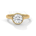 Brilliant Round Cut Moissnite & Lab Diamond Bezel Set 14K Solid Gold Ring
