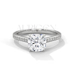 2 Ct Cushion Cut Diamond Engagement Ring with Pave Band in 14K White Gold