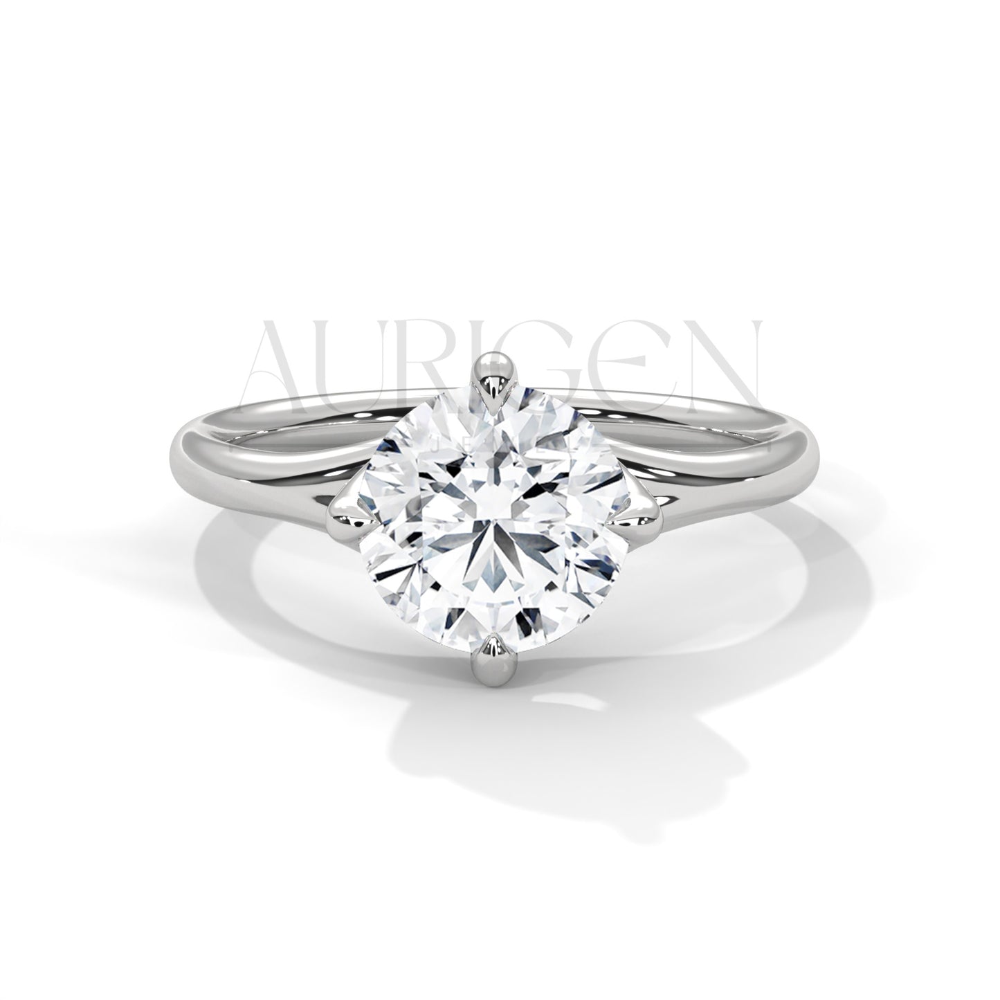 2 Ct Modern Round Brilliant Solitaire Ring with Split Shank in 14K Solid Gold