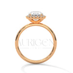 Stunning 2.0 CT Oval Cut Halo Diamond 14K Solid Gold Engagement Ring
