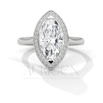 2 CT Marquise Engagement Ring with Bezel Halo 14K Solid Gold