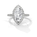 2 Ct Marquise Moissanite & Lab Diamond With Halo and Pave Setting Ring 14K Solid Gold