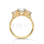 Three Stone Round Moissanite Diamond Engagement Ring in 14K Solid Gold