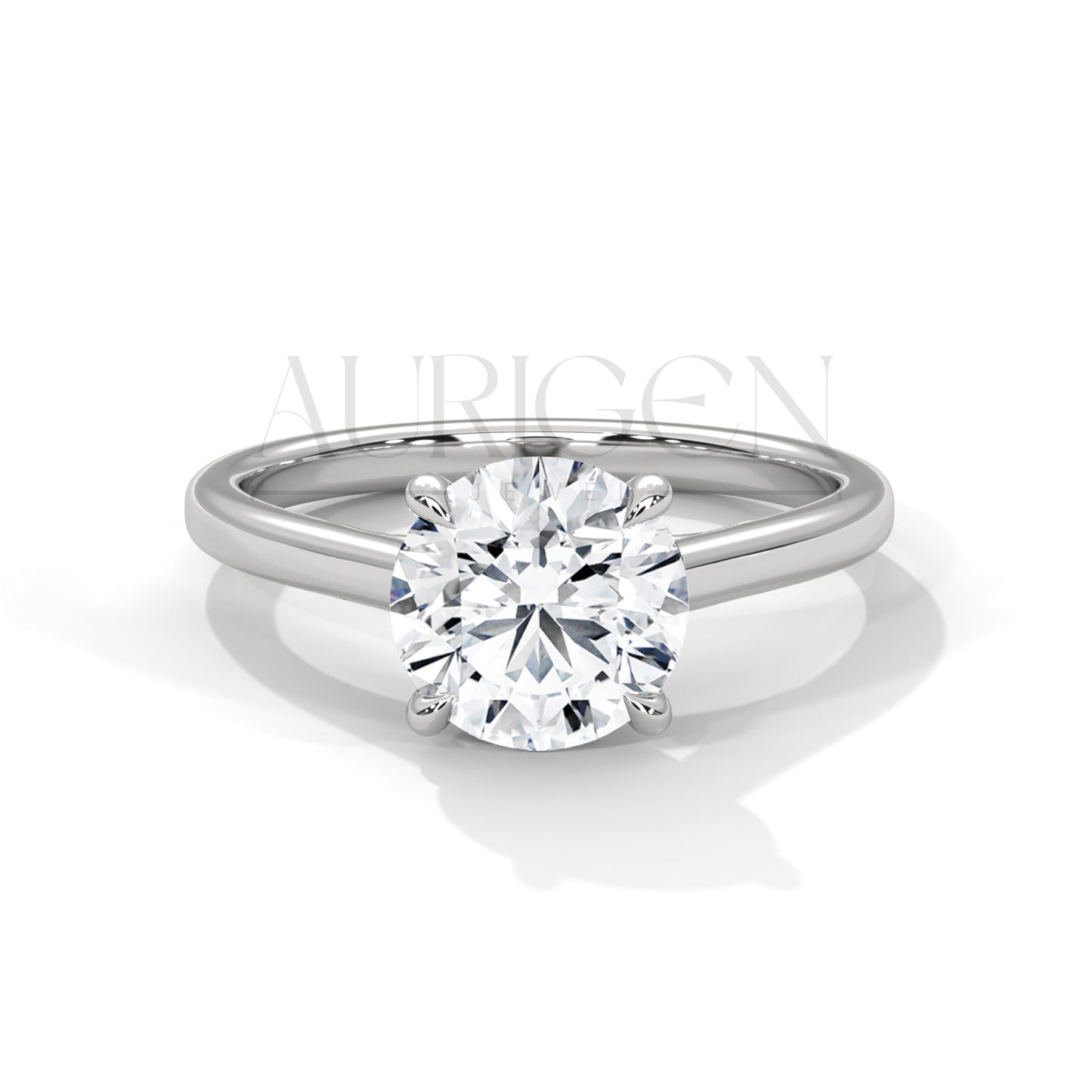 Minimalist 14K Solid Gold Solitaire Engagement Ring with Round Brilliant Center