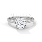 Minimalist 14K Solid Gold Solitaire Engagement Ring with Round Brilliant Center