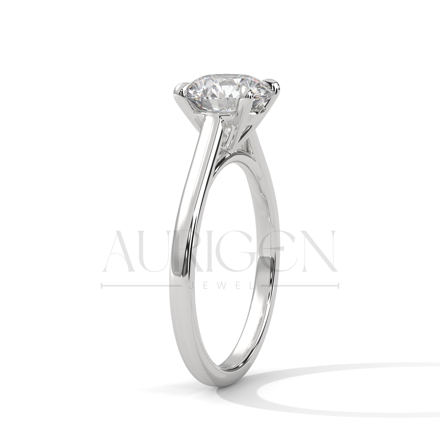 Minimalist 14K Solid Gold Solitaire Engagement Ring with Round Brilliant Center
