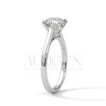 Minimalist 14K Solid Gold Solitaire Engagement Ring with Round Brilliant Center
