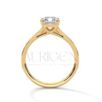 Emerald Cut Diamond Engagement Ring in 14K Solid Gold with Classic Pave Band