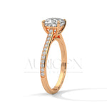 2 Ct Cushion Cut Diamond Engagement Ring with Pave Band in 14K White Gold