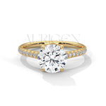 14K Solid Gold Round Cut Diamond Pave Setting Engagement Ring