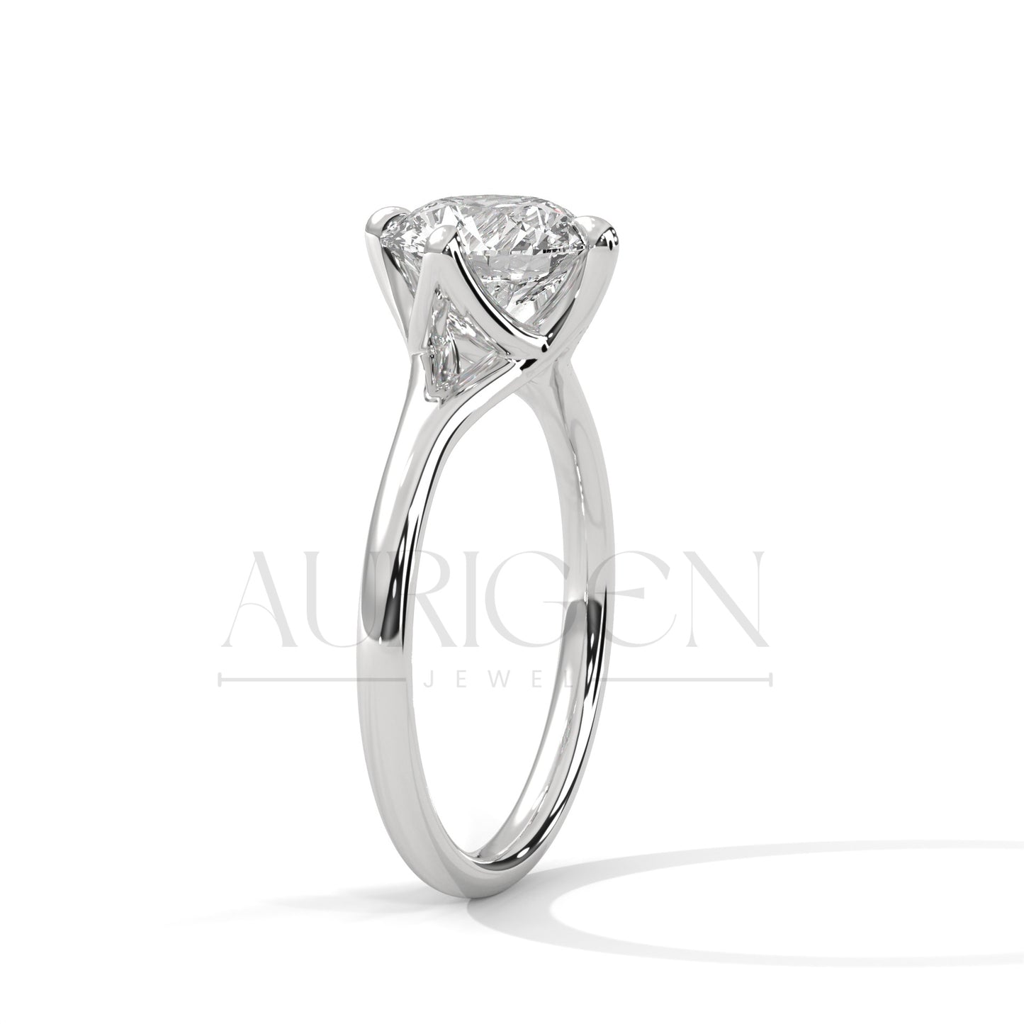 2 Ct Modern Round Brilliant Solitaire Ring with Split Shank in 14K Solid Gold