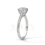 2 Ct Cushion Cut Diamond Engagement Ring with Pave Band in 14K White Gold