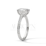 Beautiful 2.00 CT Emerald Cut Moissanite Diamond Pave Set 14K Solid Gold Ring