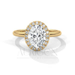 Stunning 2.0 CT Oval Cut Halo Diamond 14K Solid Gold Engagement Ring