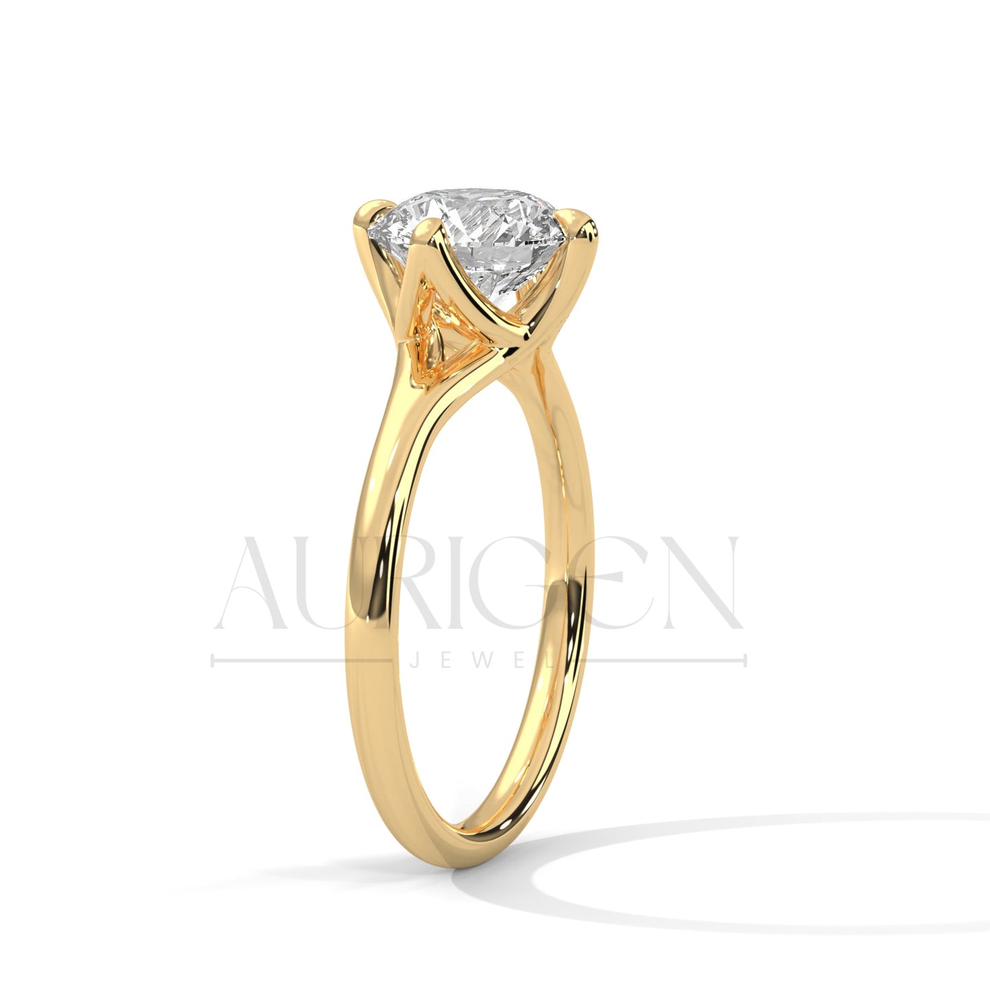 2 Ct Modern Round Brilliant Solitaire Ring with Split Shank in 14K Solid Gold