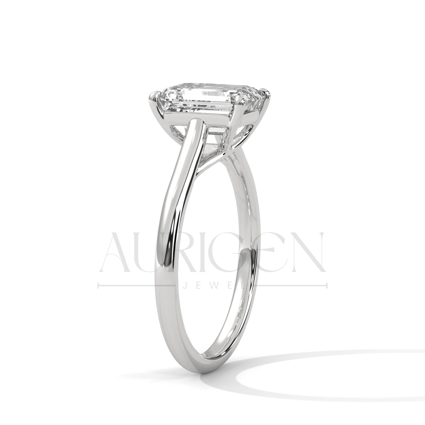 2 Ct Emerald Cut Solitaire Diamond Engagement Ring in 14K Solid Gold