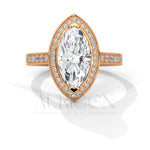 2 Ct Marquise Cut Diamond Ring with Halo and Pave Set Band