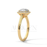 Cushion Halo Diamond Engagement Ring in 14K White Gold with Pave Accents