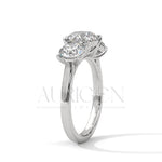 Timeless Trilogy Round Cut Diamond Engagement Ring in 14K Solid Gold
