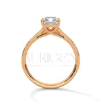 Emerald Cut Diamond Engagement Ring in 14K Solid Gold with Classic Pave Band