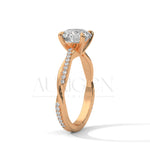 2.00 CT Round Brilliant Solitaire with Diamond-Accented Twisted 14K Solid Gold Ring