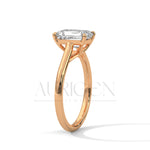 2 Ct Emerald Cut Solitaire Diamond Engagement Ring in 14K Solid Gold