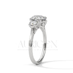 Three Stone Round Moissanite Diamond Engagement Ring in 14K Solid Gold