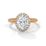 Stunning 2.0 CT Oval Cut Halo Diamond 14K Solid Gold Engagement Ring
