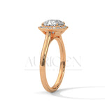 Cushion Halo Diamond Engagement Ring in 14K White Gold with Pave Accents