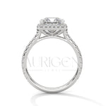 Dazzling Princess Cut Diamond Ring with Halo and Pave Shank