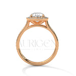 2 Ct Oval Halo Diamond Engagement Ring in 14K Solid Gold with Pave Band