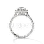 2 Ct Oval Halo Diamond Engagement Ring in 14K Solid Gold with Pave Band