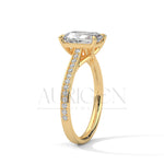 Emerald Cut Diamond Engagement Ring in 14K Solid Gold with Classic Pave Band