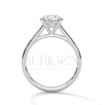 Minimalist 14K Solid Gold Solitaire Engagement Ring with Round Brilliant Center