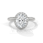 Stunning 2.0 CT Oval Cut Halo Diamond 14K Solid Gold Engagement Ring