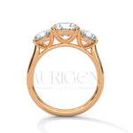 Timeless Trilogy Round Cut Diamond Engagement Ring in 14K Solid Gold
