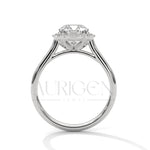 Cushion Halo Diamond Engagement Ring in 14K White Gold with Pave Accents