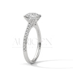 14K Solid Gold Round Cut Diamond Pave Setting Engagement Ring