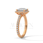 Dazzling Princess Cut Diamond Ring with Halo and Pave Shank