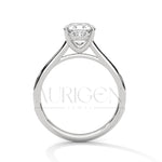 2 Ct Cushion Cut Diamond Engagement Ring with Pave Band in 14K White Gold