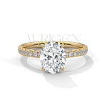 2.0 CT Oval Cut Diamond Pave Set Engagement Ring in 14K Solid Gold