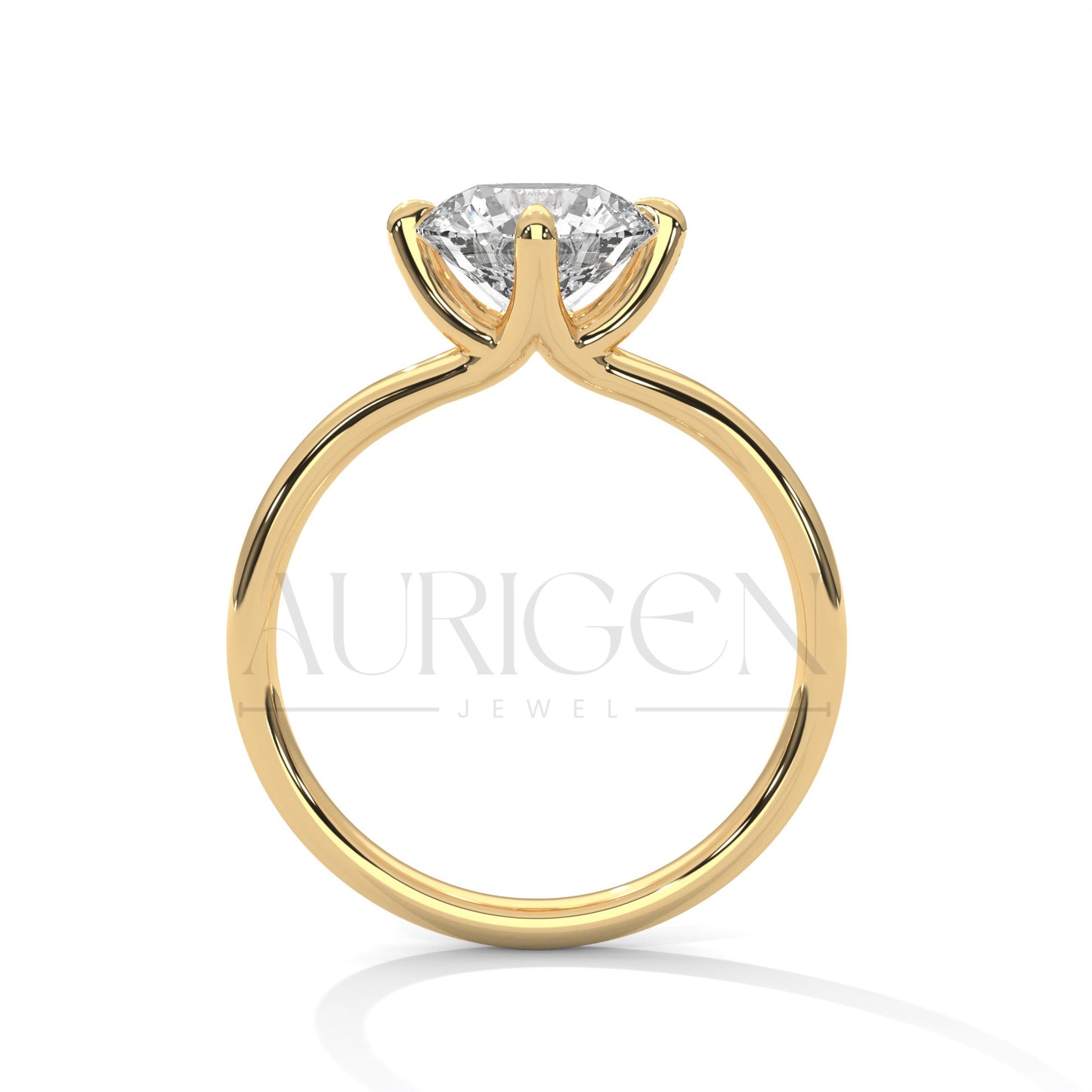 2 Ct Modern Round Brilliant Solitaire Ring with Split Shank in 14K Solid Gold