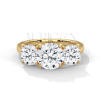 Timeless Trilogy Round Cut Diamond Engagement Ring in 14K Solid Gold