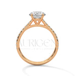 14K Solid Gold Round Cut Diamond Pave Setting Engagement Ring