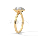 Stunning 2.0 CT Oval Cut Halo Diamond 14K Solid Gold Engagement Ring