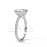 Emerald Cut Diamond Engagement Ring in 14K Solid Gold with Classic Pave Band